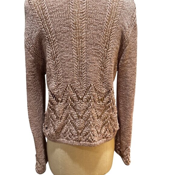 BCBGMAXAZRIA Crochet Crop Sweater, Bare Pink, XL - Picture 4 of 4